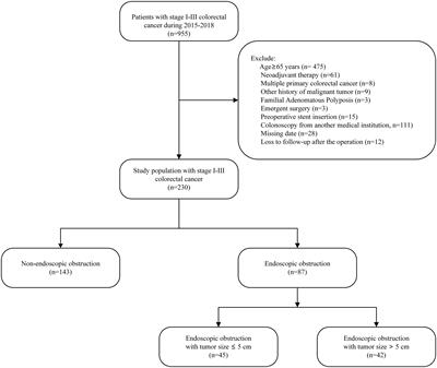 Endoscopic obstruction predominantly occurs in right-side colon cancer and endoscopic obstruction with tumor size ≤ 5 cm seems poor prognosis in colorectal cancer